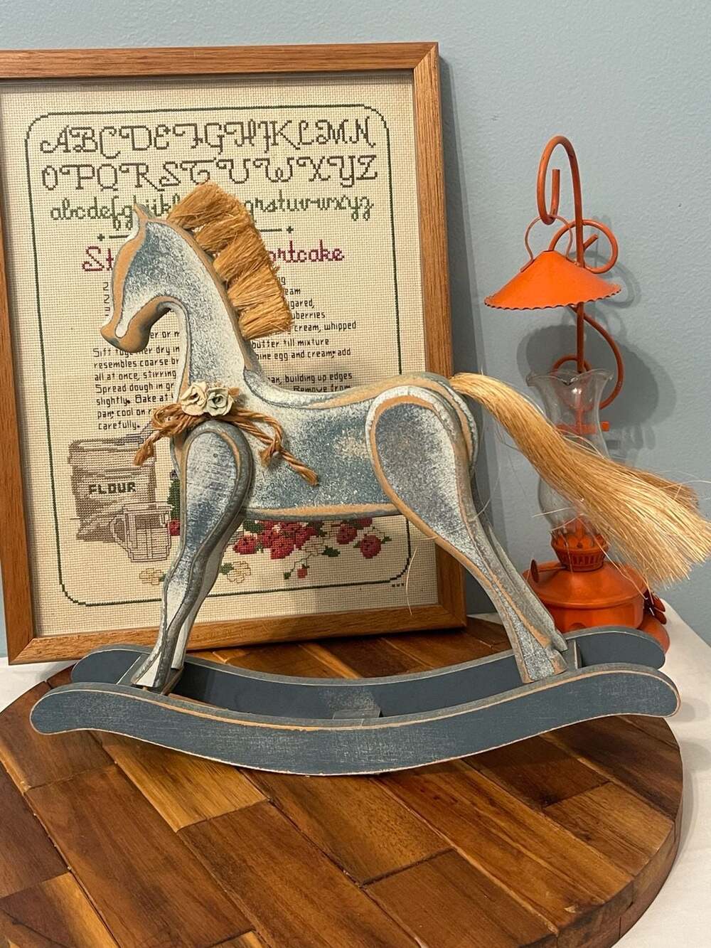 Vintage Handmade Primitive Distressed Wooden Rocking Horse